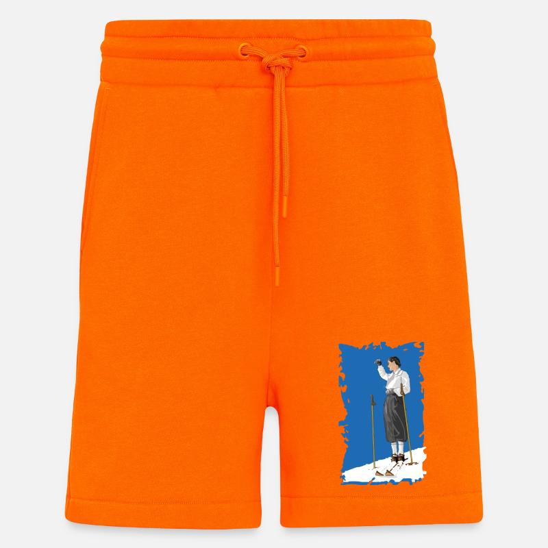 La mode du ski à l’ancienne - Short bio décontracté fabriqué en UE - SUNSET ORANGE
