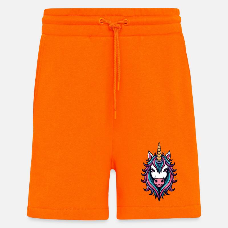Wilde Einhorn Neon-Pracht - Shorts - made by SPREAD - SUNSET ORANGE