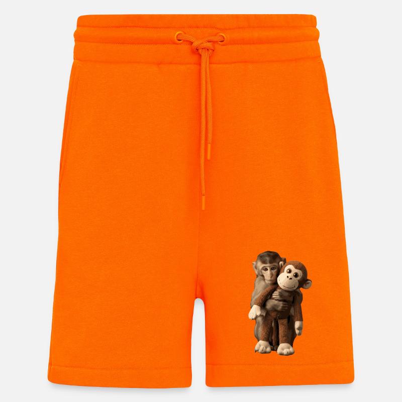 Souvenir d’idée cadeau Viral Punch Monkey - Short bio décontracté fabriqué en UE - SUNSET ORANGE