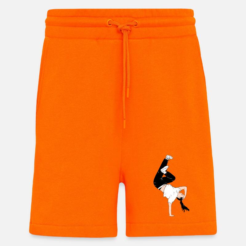 Breakdance - Breaking Sport - Organic relaxed shorts made in EU - SUNSET ORANGE