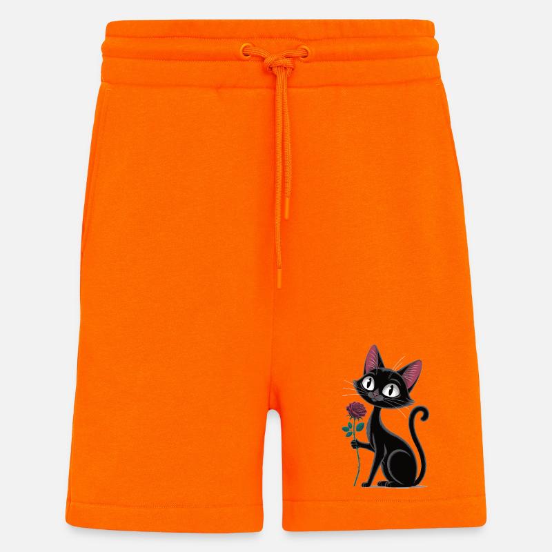 Chat à la chemise rose - Short bio décontracté fabriqué en UE - SUNSET ORANGE