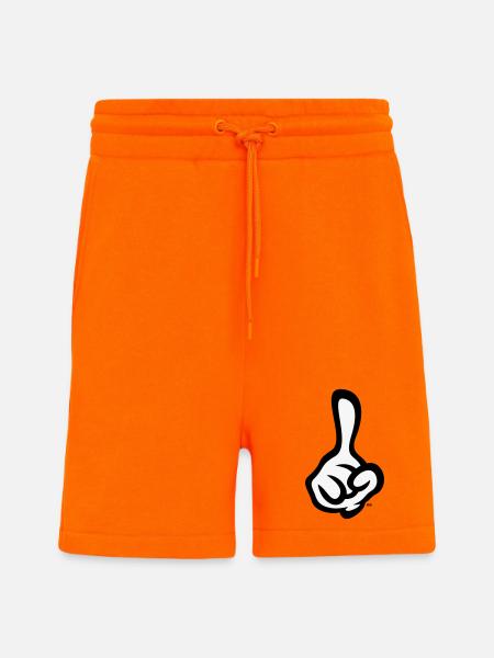 Index levé (doigt / main droite / 2C) - Short bio décontracté fabriqué en UE - SUNSET ORANGE