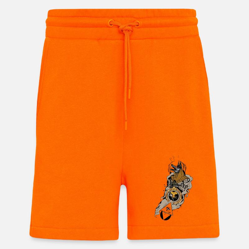Superbe design égyptien, anubis à l’œil - Short bio décontracté fabriqué en UE - SUNSET ORANGE