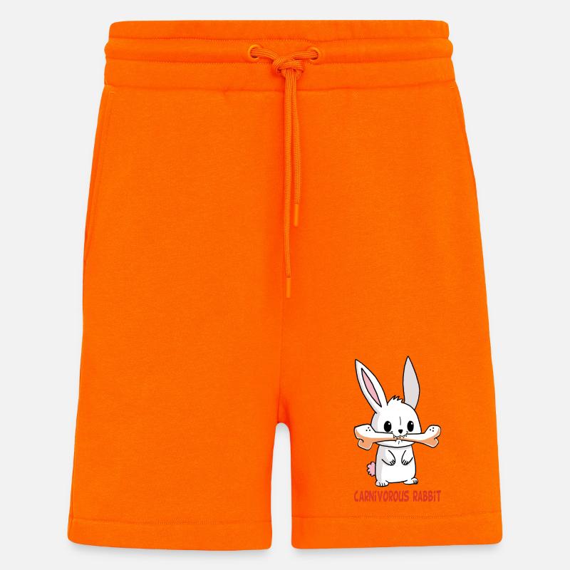 Carnivorous white rabbit - Shorts - made by SPREAD - SUNSET ORANGE