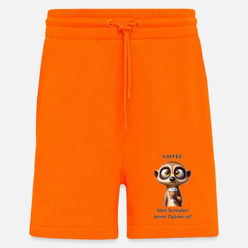 Müdes Erdmännchen mit Kaffee - Shorts - made by SPREAD - SUNSET ORANGE