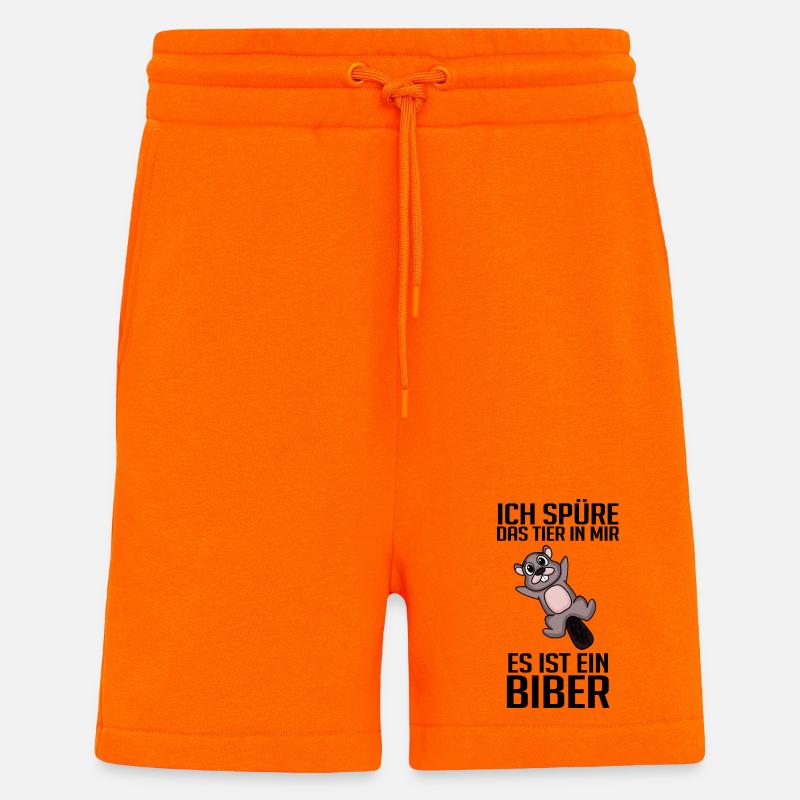 Biber Nagetier Zoo Geschenk - Shorts - made by SPREAD - SUNSET ORANGE