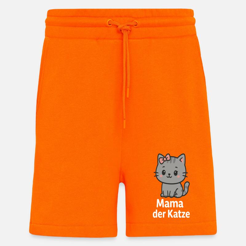 Illustration d'une jolie maman chat - Short bio décontracté fabriqué en UE - SUNSET ORANGE