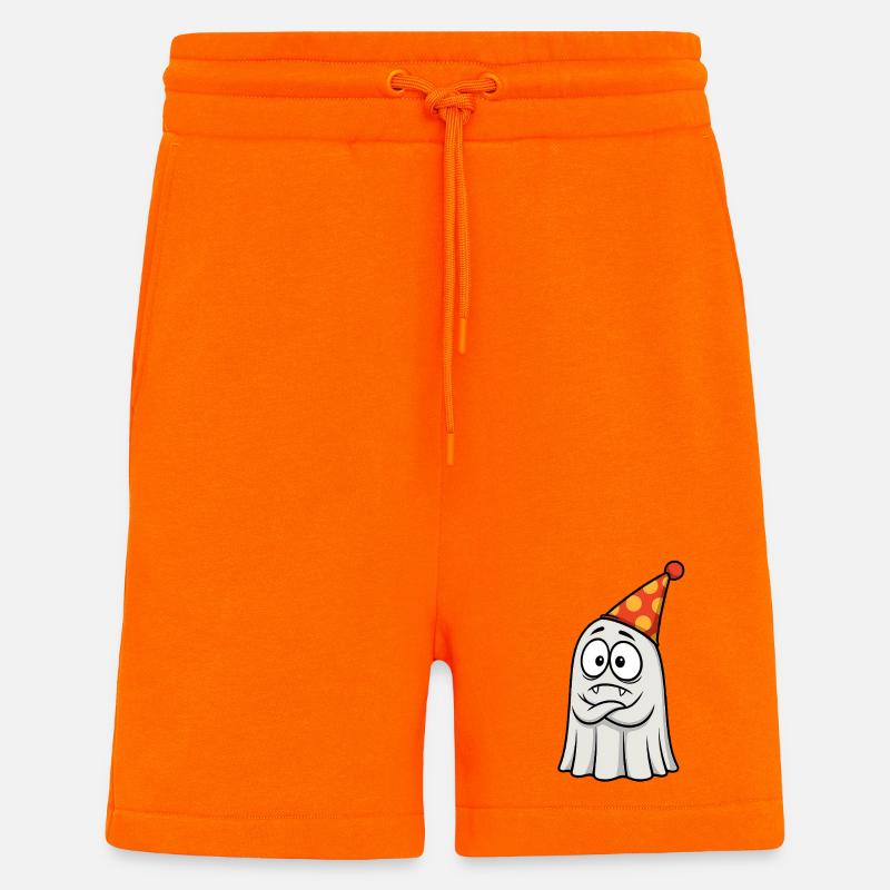 Grumpy Ghost with Party Hat - Shorts - made by SPREAD - SUNSET ORANGE