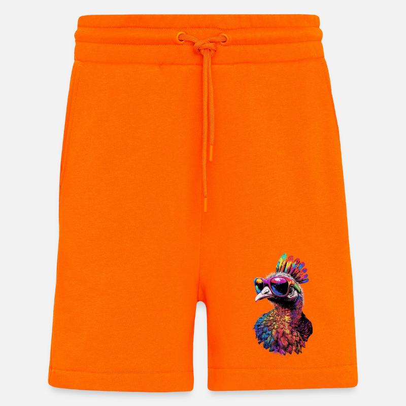 Dinde Poules Oiseaux Dinde - Short bio décontracté fabriqué en UE - SUNSET ORANGE