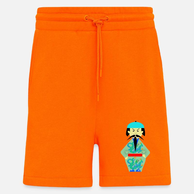 Ahnenkrieger mit grünem Drachen - Shorts - made by SPREAD - SUNSET ORANGE