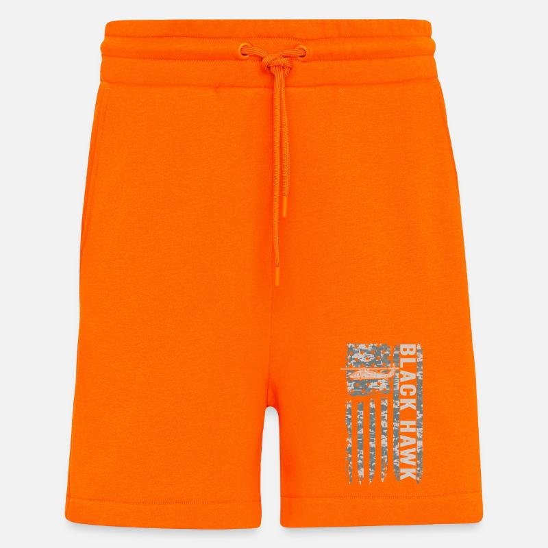 Hélicoptère militaire Black Hawk avec American - Short bio décontracté fabriqué en UE - SUNSET ORANGE