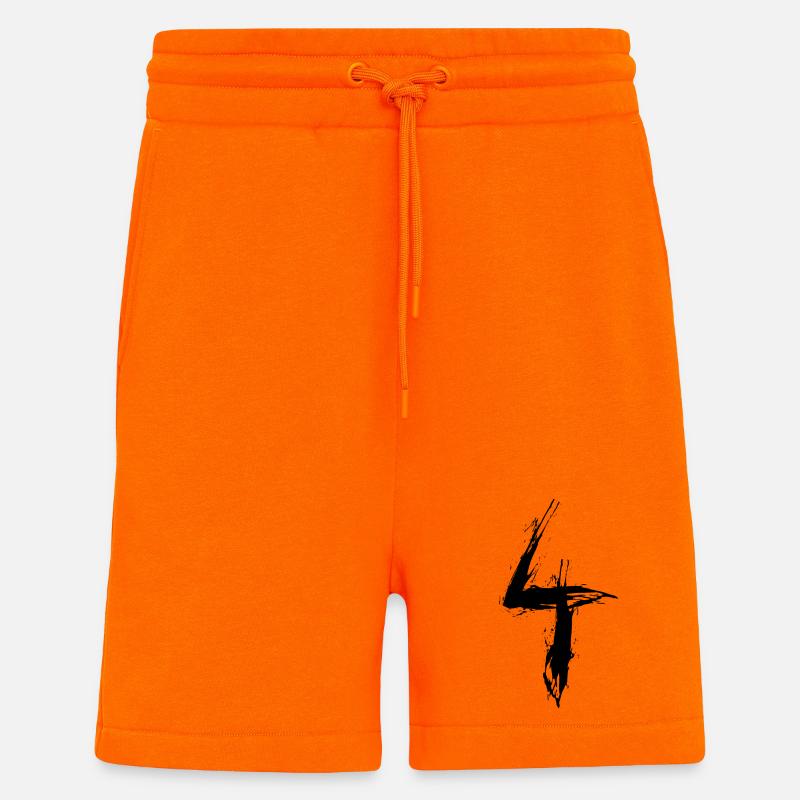Number 4 Number Four 4th Birthday Vector Black - Shorts - made by SPREAD - SUNSET ORANGE