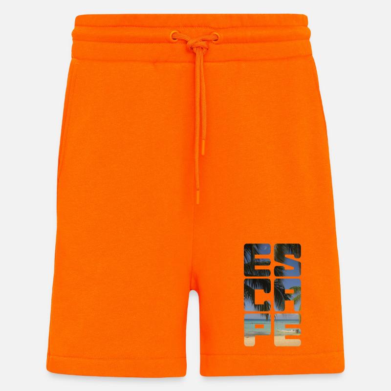 Plage d’évasion - Short bio décontracté fabriqué en UE - SUNSET ORANGE