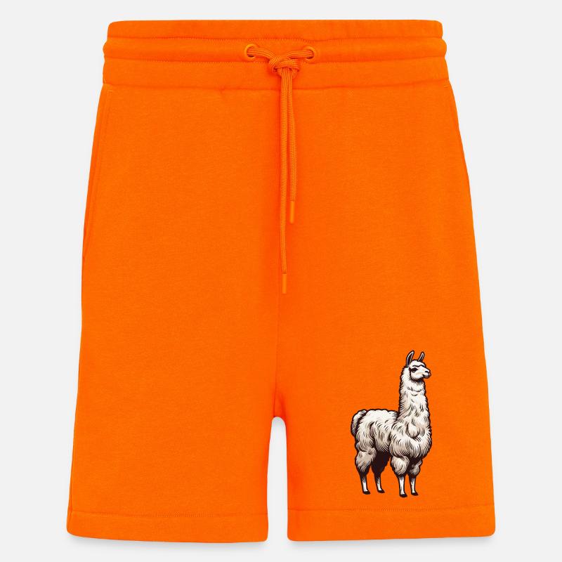 Lama blanc - Short bio décontracté fabriqué en UE - SUNSET ORANGE