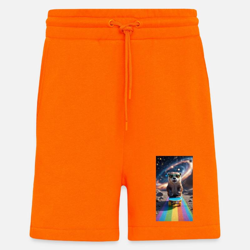 Witziger Waschbär auf Skateboard mit Sonnenbrille - Shorts - made by SPREAD - SUNSET ORANGE