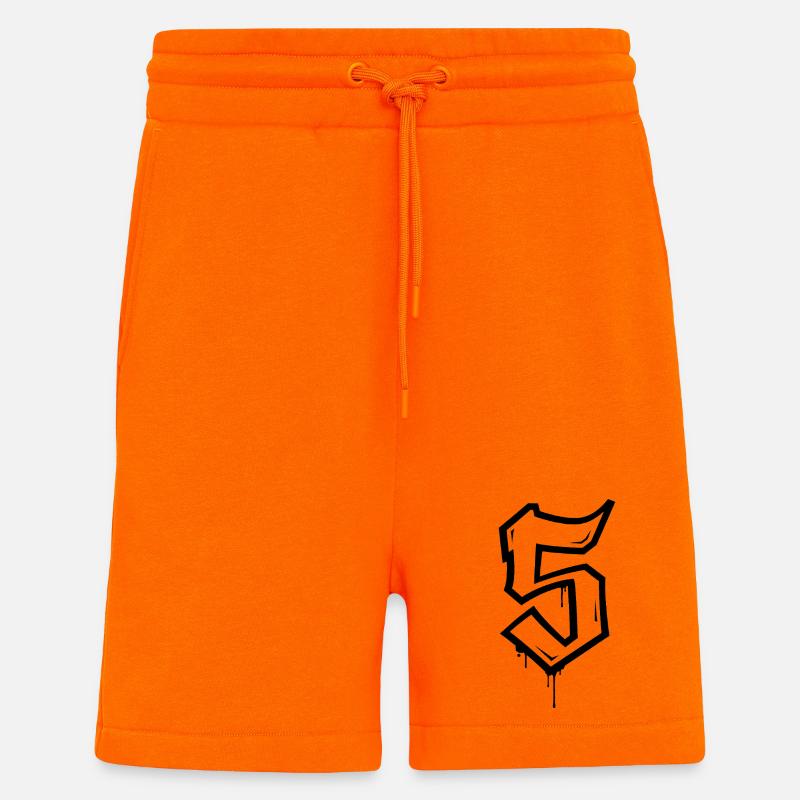 Conception de style graffiti numéro 5 - Short bio décontracté fabriqué en UE - SUNSET ORANGE