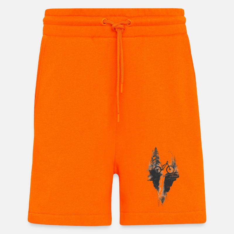 VTT, forêt, paysage, cascade, aventure - Short bio décontracté fabriqué en UE - SUNSET ORANGE