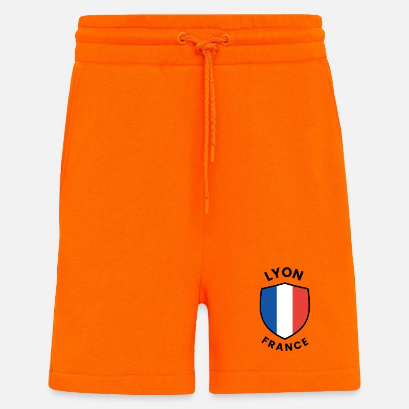 Conception du Bouclier de Lyon France - Short bio décontracté fabriqué en UE - SUNSET ORANGE