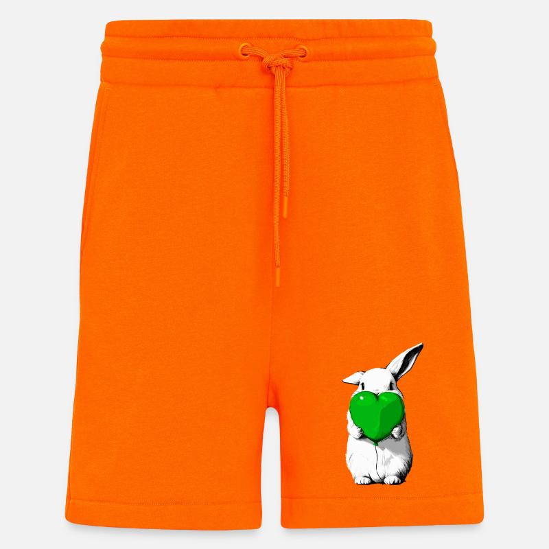 Bunny with green heart balloon - Shorts - made by SPREAD - SUNSET ORANGE