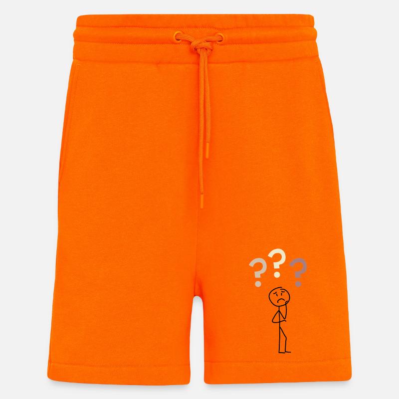 Three Question Marks – Minimal Mystery Design - Shorts - made by SPREAD - SUNSET ORANGE