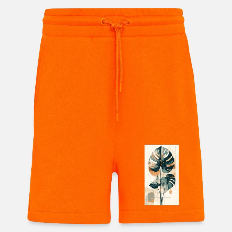 Monstera geometry in earth tones - Shorts - made by SPREAD - SUNSET ORANGE