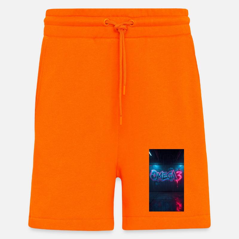 Graffiti néon Omega3 - Short bio décontracté fabriqué en UE - SUNSET ORANGE