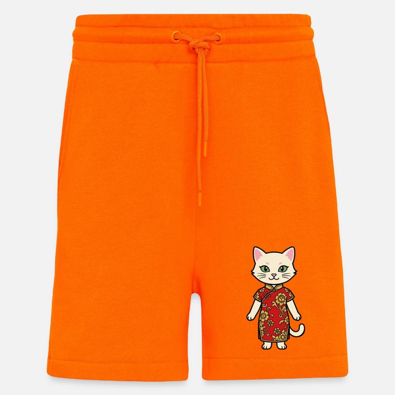 Chat de Chine de Shanghai - Short bio décontracté fabriqué en UE - SUNSET ORANGE