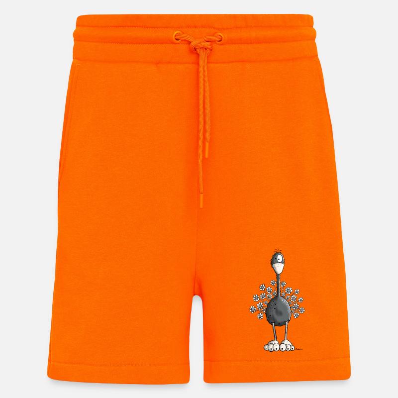 Vogelstrauß mit Blumen - Shorts - made by SPREAD - SUNSET ORANGE