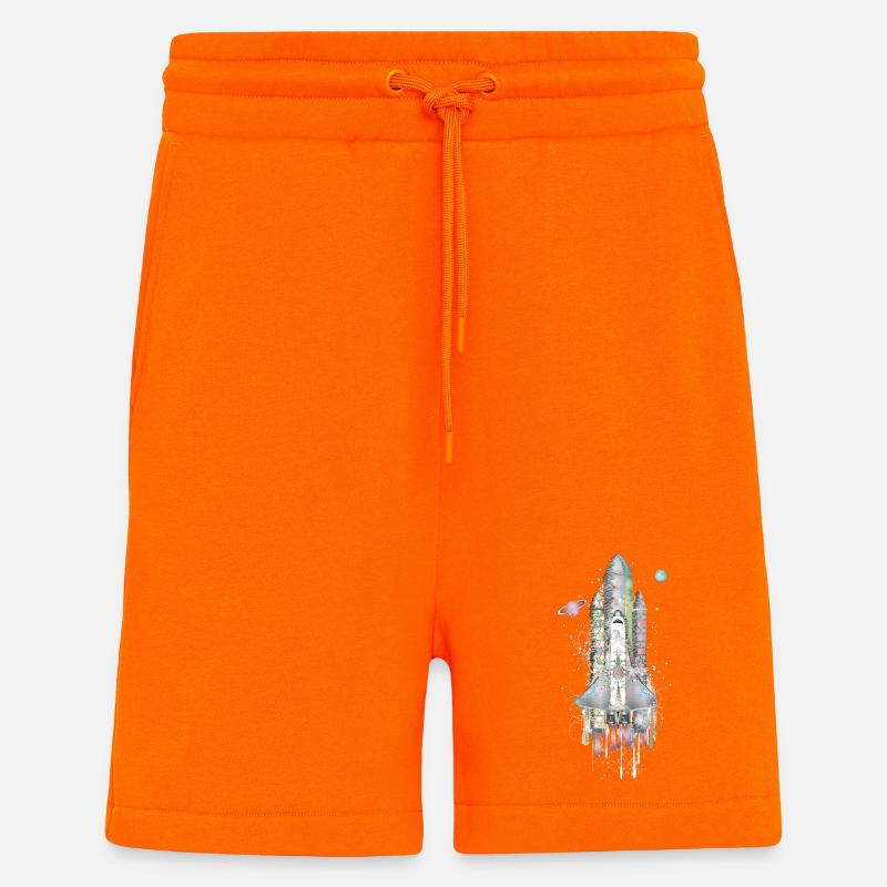 Navette spatiale imaginative - Design artistique - Short bio décontracté fabriqué en UE - SUNSET ORANGE