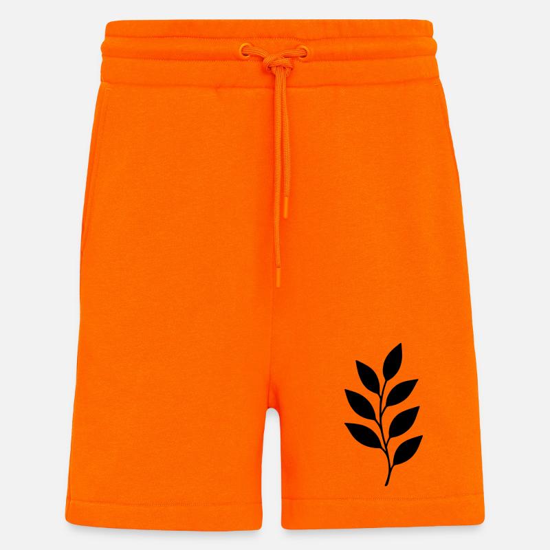Silhouette de branche avec feuilles - Short bio décontracté fabriqué en UE - SUNSET ORANGE