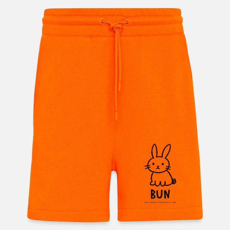 Chignon graphique naïf – Imprimé devant - Short bio décontracté fabriqué en UE - SUNSET ORANGE