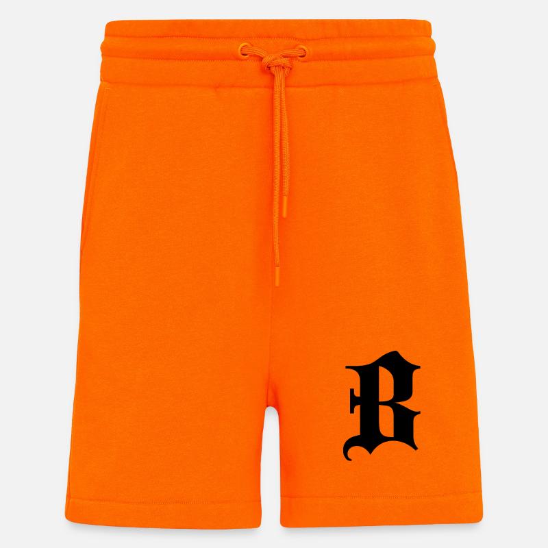 Ornate Gothic B monogram - Shorts - made by SPREAD - SUNSET ORANGE