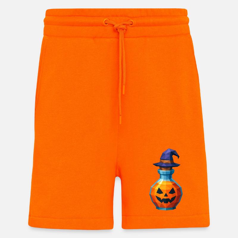 Low-Poly-Kürbis in einem Hexenfläschchen - Shorts - made by SPREAD - SUNSET ORANGE