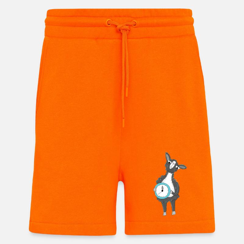Llama with Clock - Shorts - made by SPREAD - SUNSET ORANGE