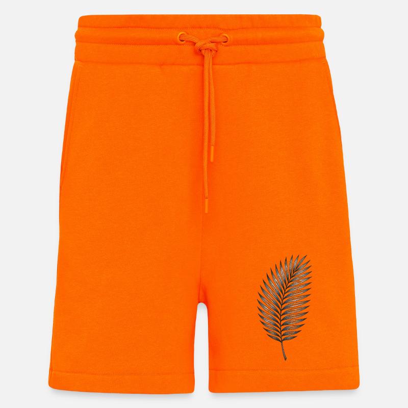Black palm leaf pattern - Shorts - made by SPREAD - SUNSET ORANGE
