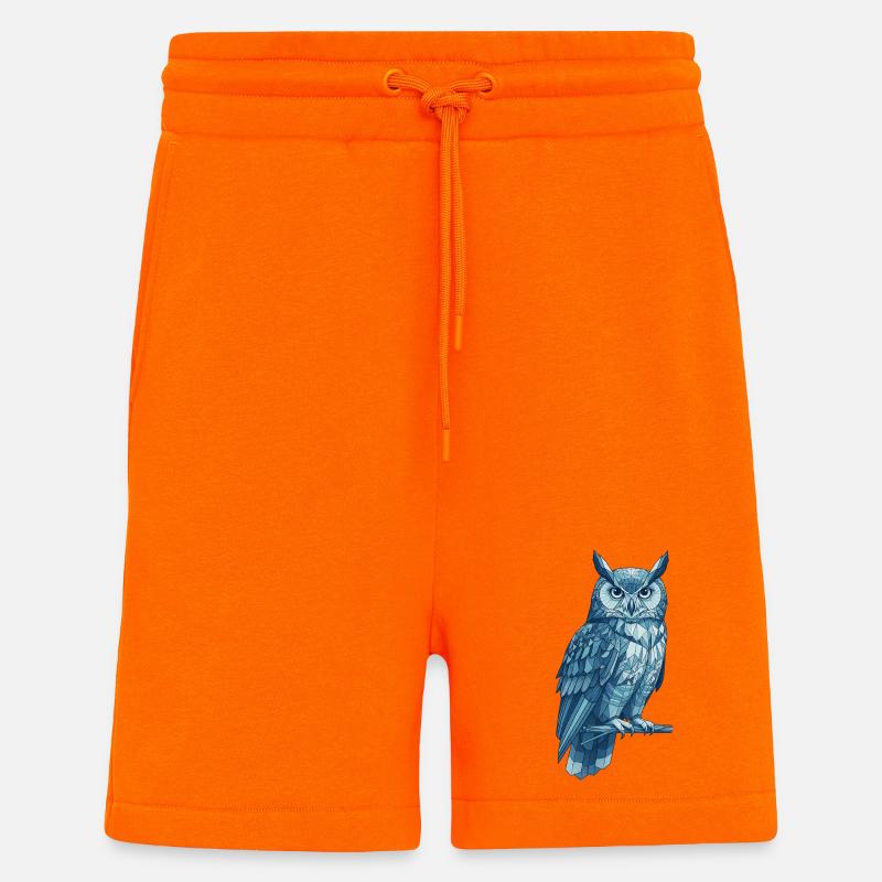 Geometrische Blaue Eule Design - Shorts - made by SPREAD - SUNSET ORANGE