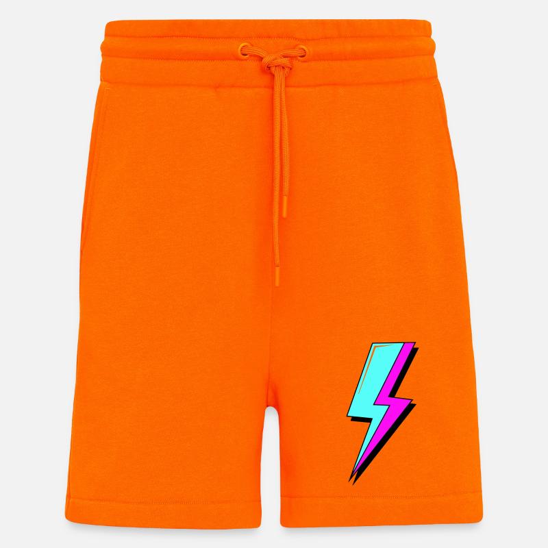 Éclair au néon psychédélique - Short bio décontracté fabriqué en UE - SUNSET ORANGE