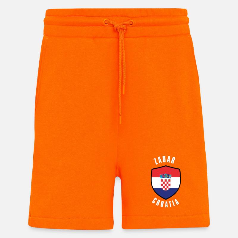 Conception du drapeau du bouclier croate - Short bio décontracté fabriqué en UE - SUNSET ORANGE
