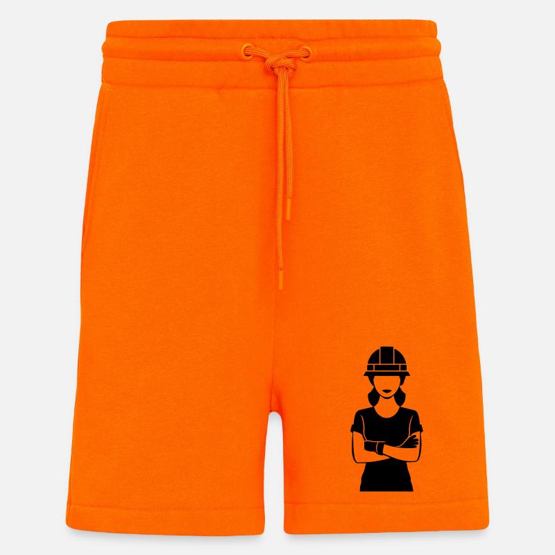 Femme ouvrière du bâtiment - Short bio décontracté fabriqué en UE - SUNSET ORANGE