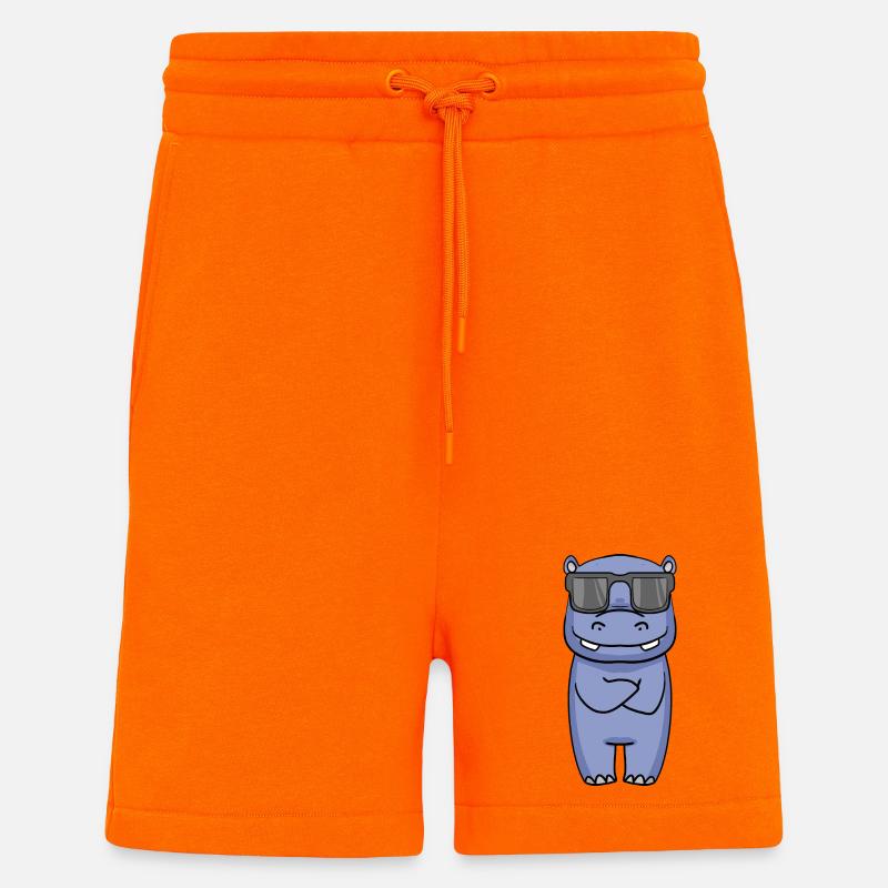 cool hippo with sunglasses - Shorts - made by SPREAD - SUNSET ORANGE