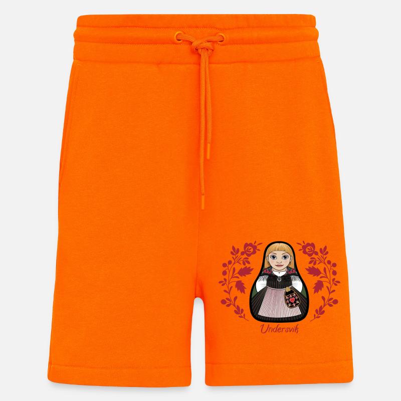 UndervikStinta avec des fleurs - Short bio décontracté fabriqué en UE - SUNSET ORANGE