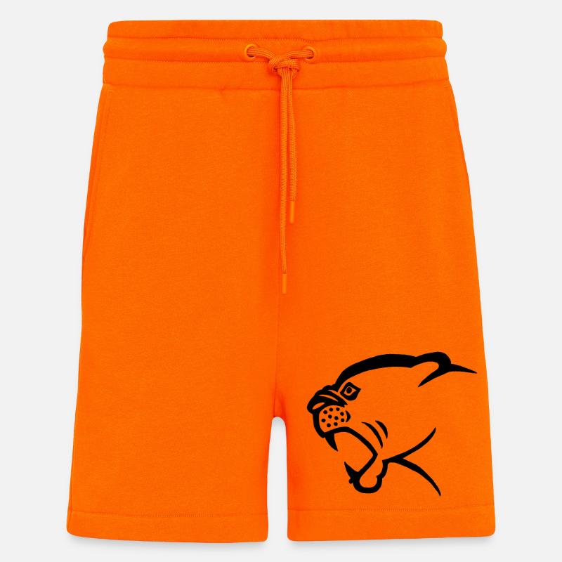 Tête de panthère noire - Short bio décontracté fabriqué en UE - SUNSET ORANGE