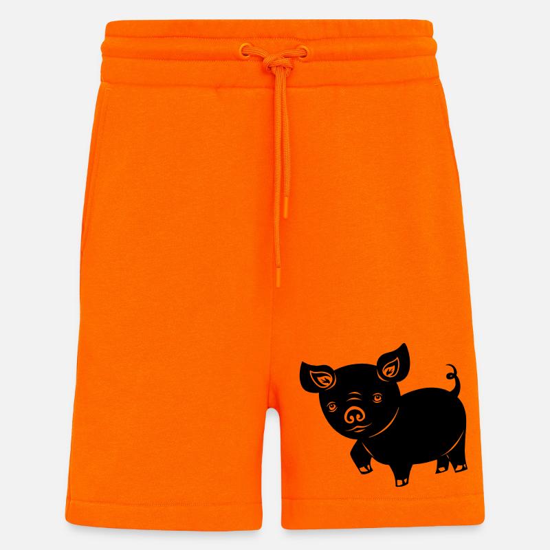 Pig piglet logo Shadow image - Shorts - made by SPREAD - SUNSET ORANGE