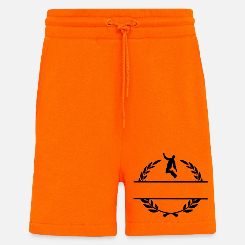 Snowboarder en couronne de laurier - Short bio décontracté fabriqué en UE - SUNSET ORANGE