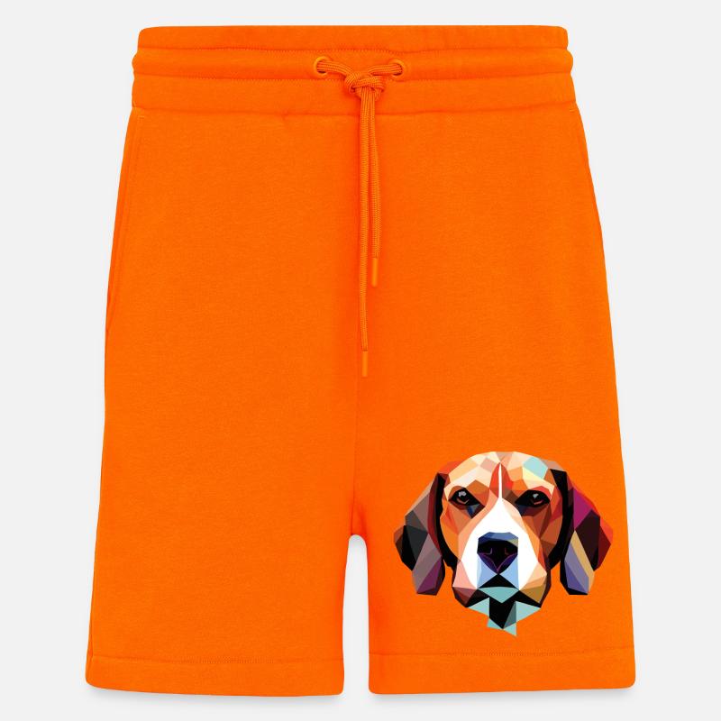 Polygone de chien beagle - Short bio décontracté fabriqué en UE - SUNSET ORANGE