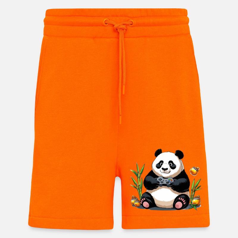 Chill Panda mit Gaming Controller - Shorts - made by SPREAD - SUNSET ORANGE