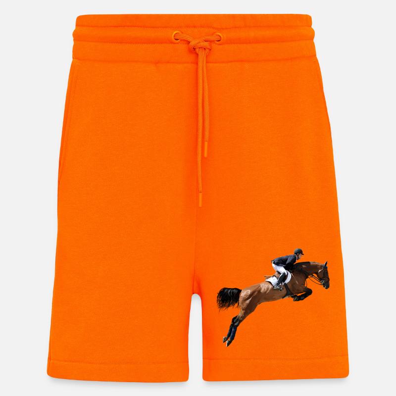 Dynamischer Springreiter im Galopp - Shorts - made by SPREAD - SUNSET ORANGE