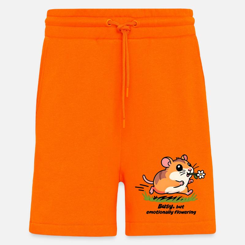 Hamster dans la course au travail - Short bio décontracté fabriqué en UE - SUNSET ORANGE