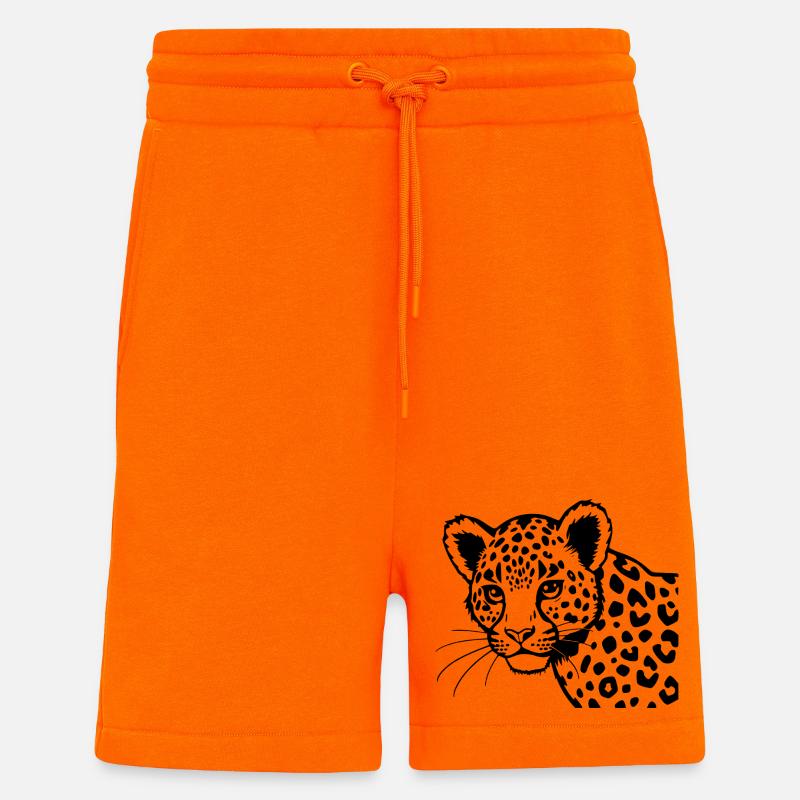 Noël cadeau noir léopard - Short bio décontracté fabriqué en UE - SUNSET ORANGE
