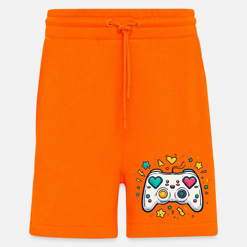 Conception de jeu Heart Controller Neon - Short bio décontracté fabriqué en UE - SUNSET ORANGE